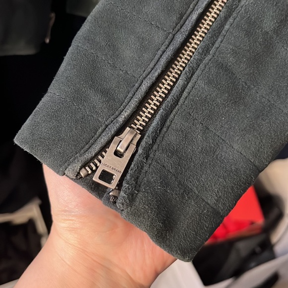 Luckybrand suede leather Moto jacket greyish blue in size Small women - Picture 8 of 15